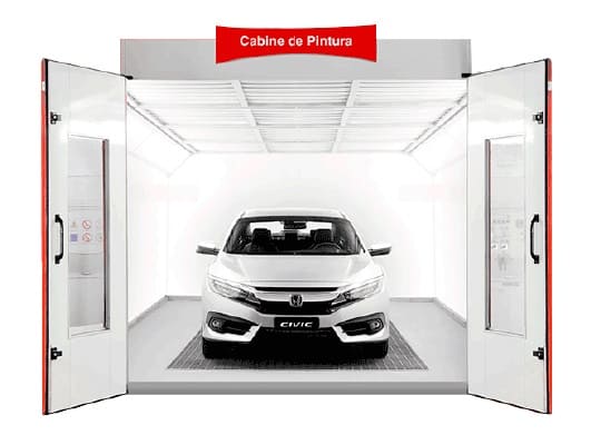 Cabine de pintura e secagem da cor